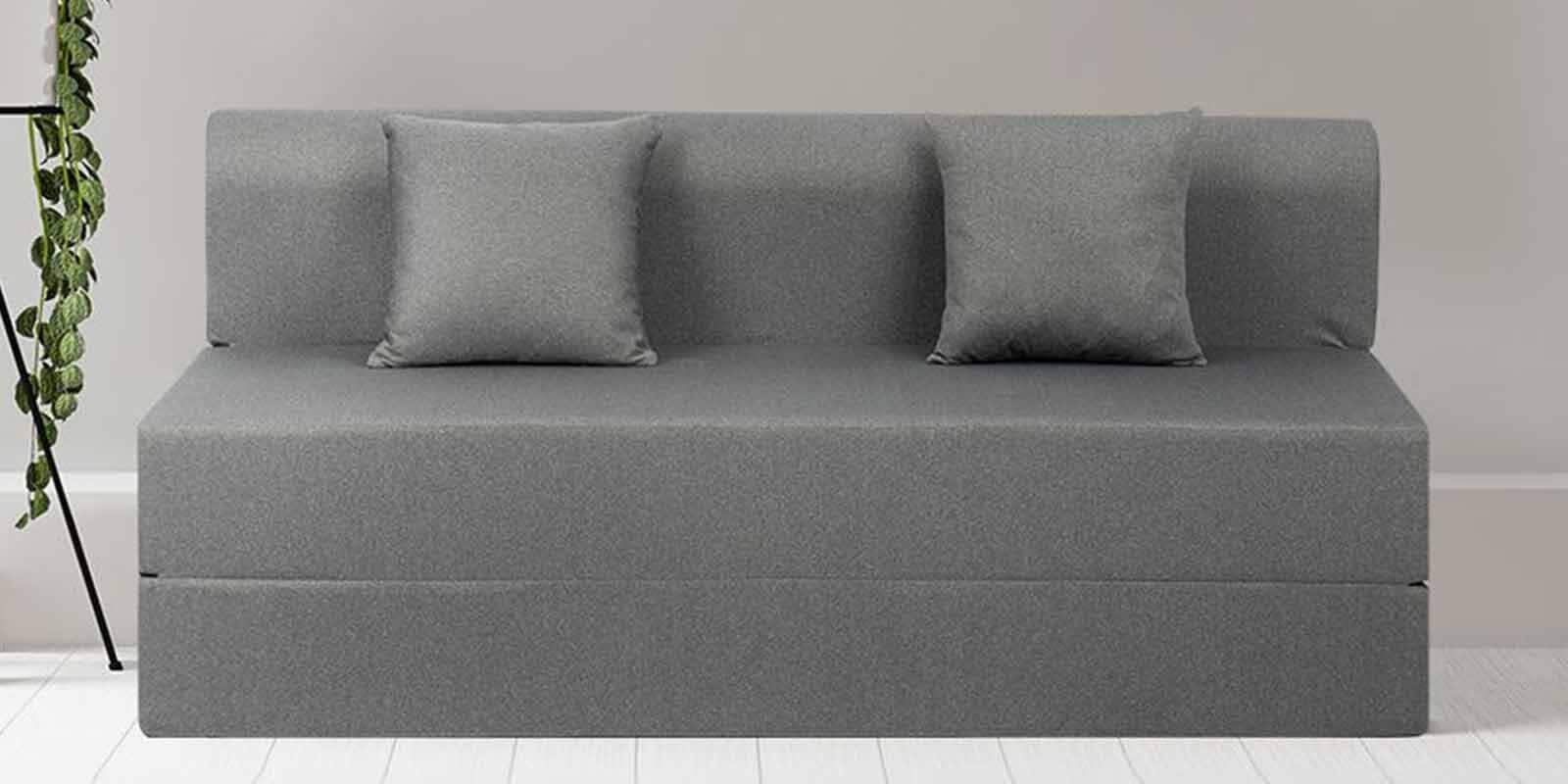 Flipper Fabric 3 Seater Sofa Cum Folding Bed In Warpnit Grey Colour