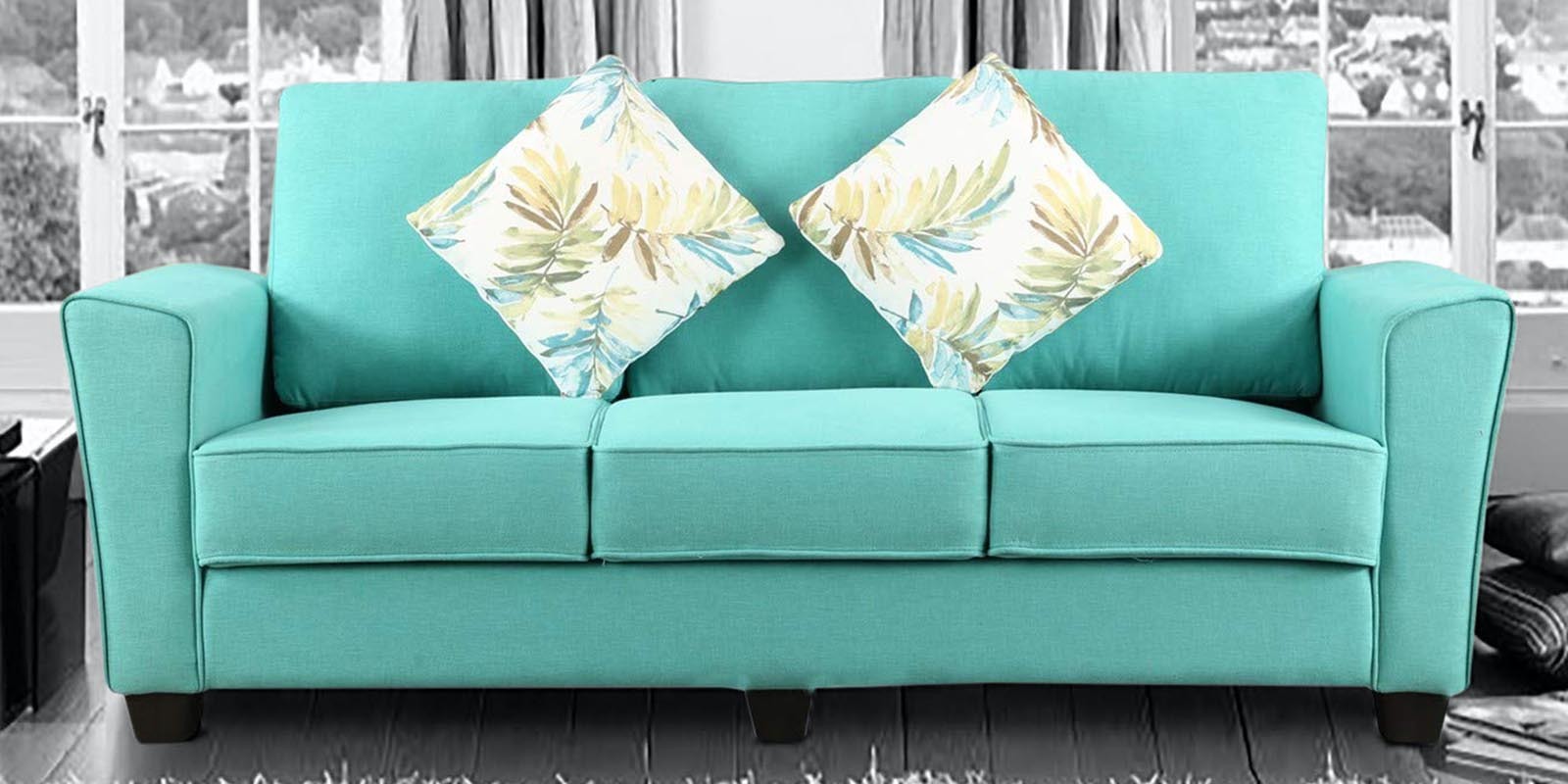 Florence 3 Seater Sofa In Teal Colour Florence 3 Seater Sofa In Teal Colour