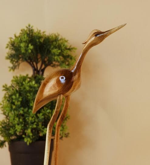 Flamingo Brown Solid Wood Showpiece