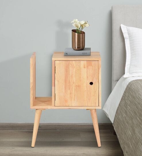 Flavia Solid Wood End Table In Natural Finish