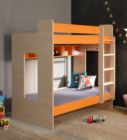 Multi Flexi Bunk Bed with Display Shelves in Orange