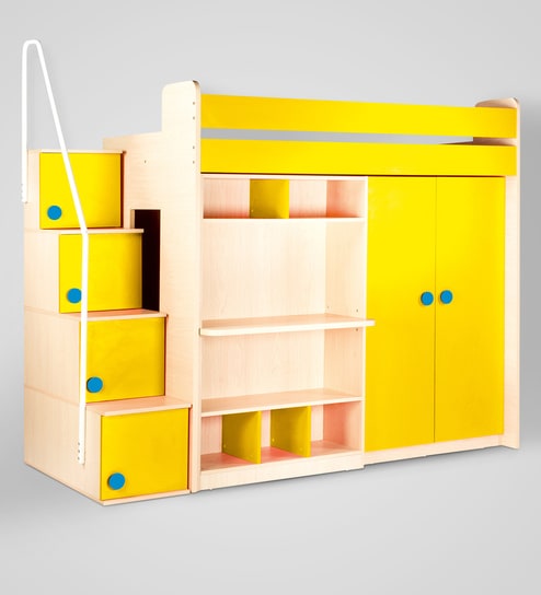 Buy Flexi Interchangeable Study Storage Bed Unit In Yellow By Yipi