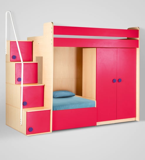 Buy Flexi Wardrobe Bed Unit In Pink By Yipi Online Bed Units