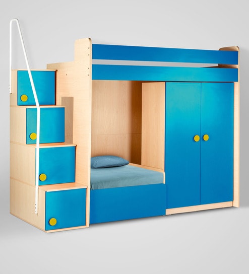 Buy Flexi Wardrobe Bed Unit In Sky Blue By Yipi Online Bed Units