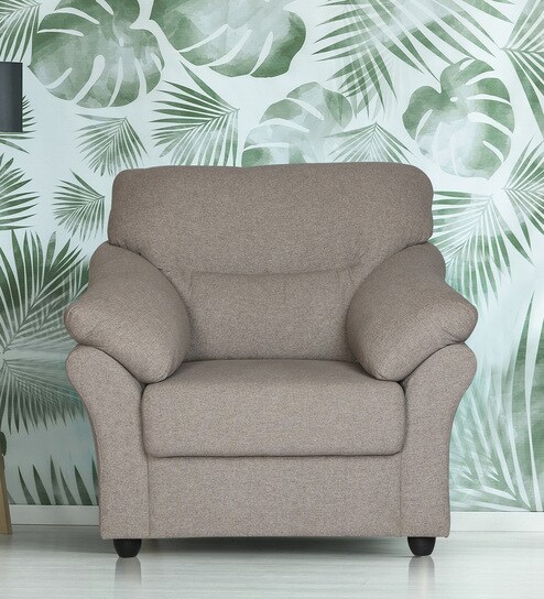 Buy Bangkok 1 Seater Sofa In Light Grey Colour By Spns Online