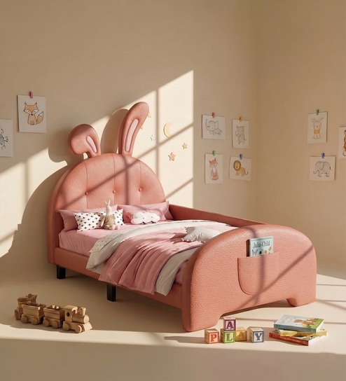 Floppy Ears Kids Toddler Bed In Pink Colour