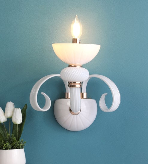 Brescia White Glass Candle Wall Light