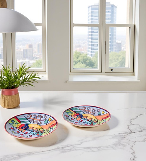 Flora Fiesta Ceramic Plates Sets of 2 dinnerware Sets Plates