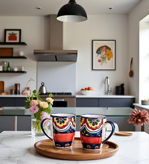 Flora Fiesta Coffee Mug Set of 2 (275 ML Each) Microwave Safe Coffee Mug