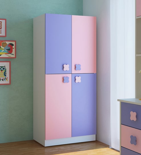 Buy Flora Kids Two Door Wardrobe With Partition In English Pink