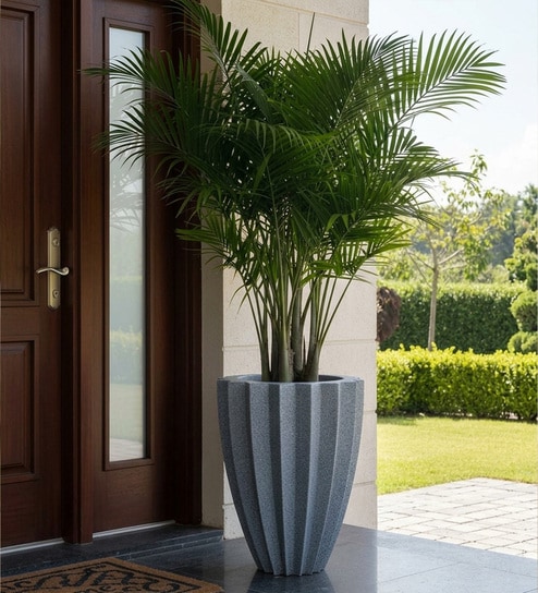 Grey Flora Mosaic Unbreakable Ribbed Planter