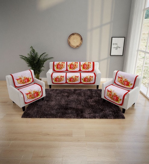 Floral Floral Polyester 5 Seater Sofa Cover