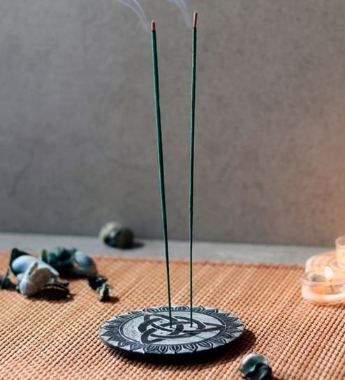 Floral Grey & Black Colour Marble Incense Stick Holder