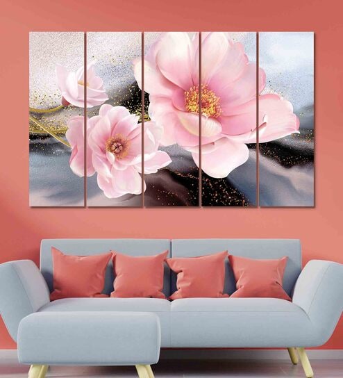Floral Multicolour MDF (Set of 5) Art Panels