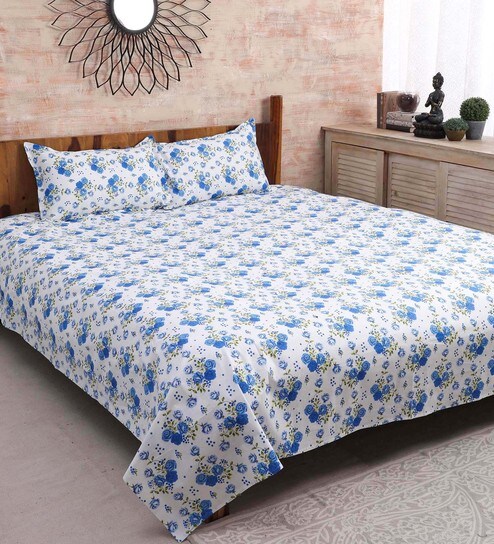 Buy 100 Cotton 144tc Double Bedsheet With 2 Pillow Covers By