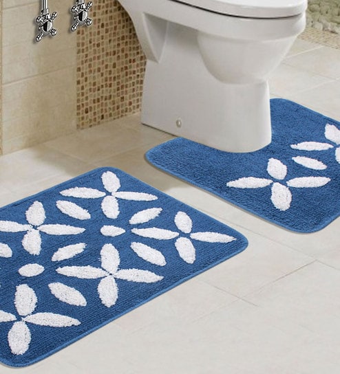 Buy Blue Cotton Max Absorbant Bath Mats 24 X 16 Inches By Saral