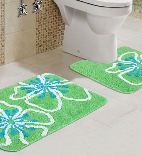 Buy Green Cotton Max Absorbant Bath Mats 24 X 16 Inches By Saral