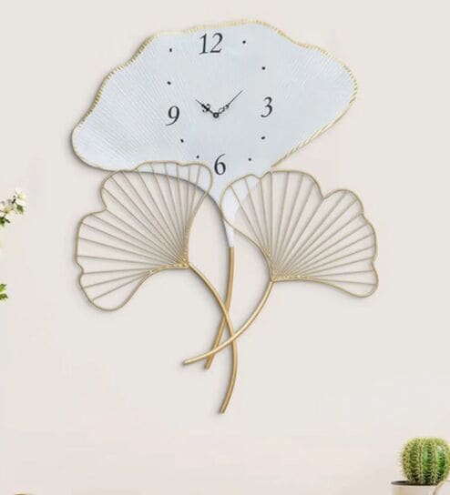 White Floral Metal Wall Clock
