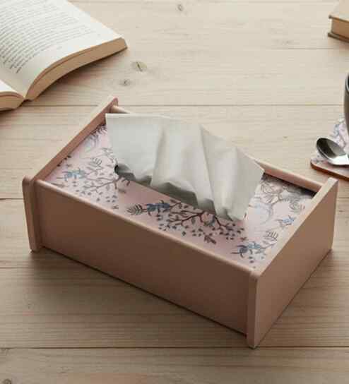 Floral Wooden Tissue Holder