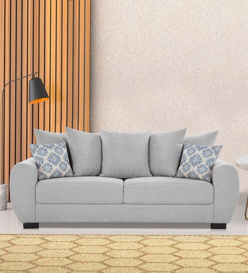 Florence Fabric 3 Seater Sofa in Light Grey Colour