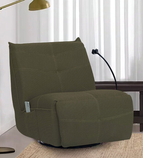 Florence Fabric 1 Seater Motorized Rocker Recliner With Mobile Holder And Usb Port In Green Color