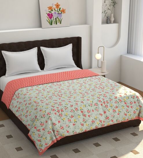 Green Geometric Polycotton AC Reversible Dohar