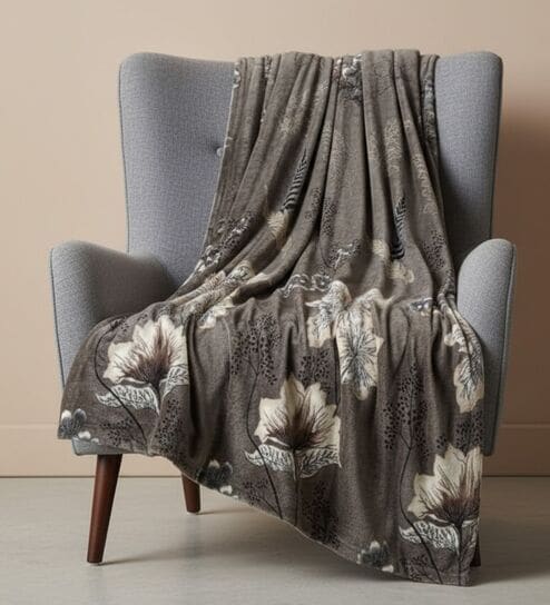 Grey Double Printed Flannel 230 GSM AC Blanket