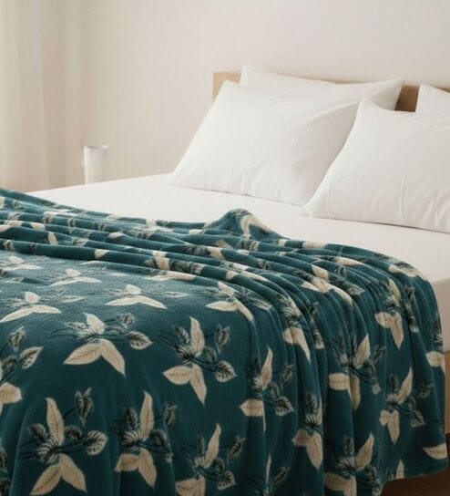 Green Double Printed Flannel 290 GSM AC Blanket