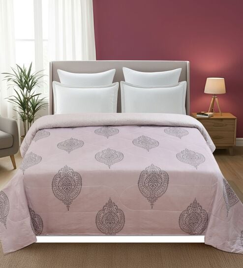 Lavender Printed Microfiber Reversible 180 GSM Double Bed AC Comforter