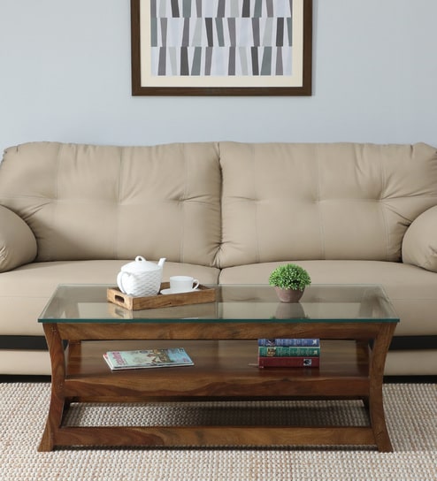 Floro Sheesham Wood Coffee Table In Provincial Teak Finish
