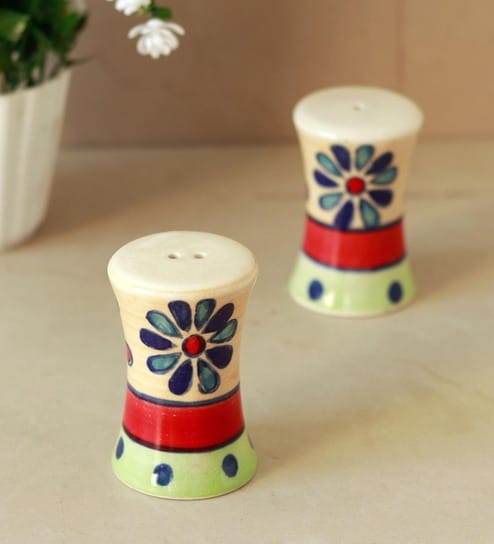 Salt Pepper Set for Dining Table & Kitchen Ceramic Salt and Pepper Shakers  80 ml