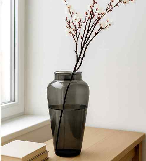 Black Glass Flower Vase