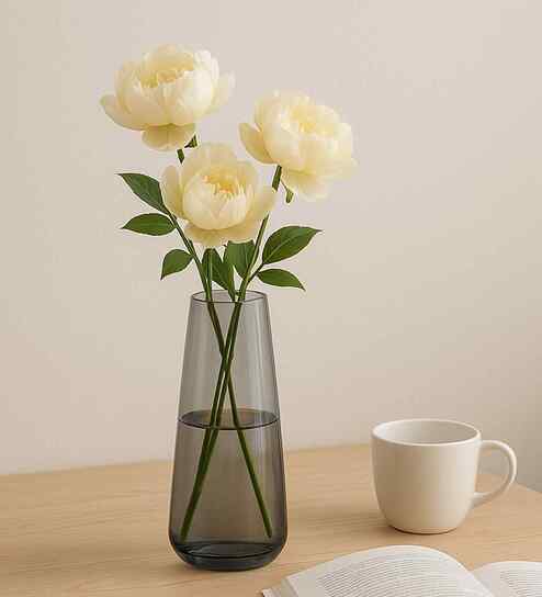 Black Glass Flower Vase