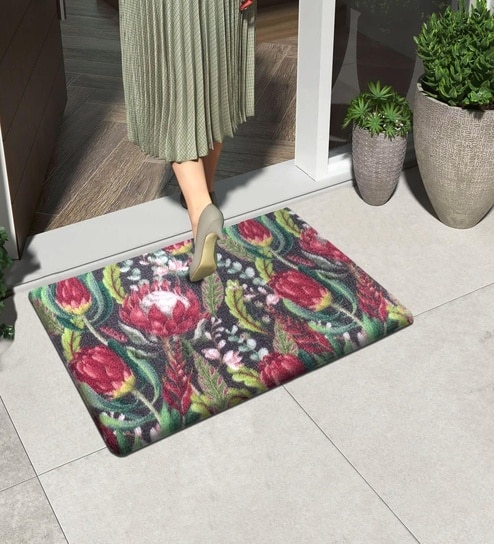 Flowers PVC 16x24 Inches Anti Skid Door Mat