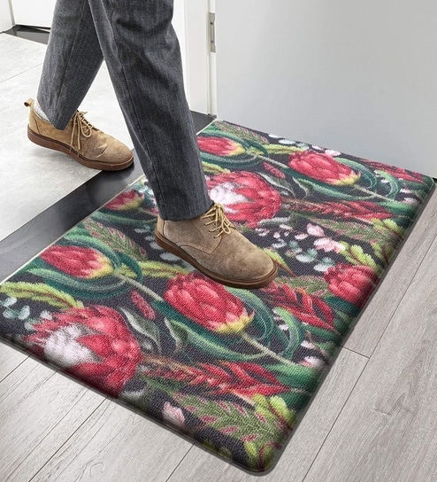 Flowers PVC 18x30 Inches Anti Skid Door Mat