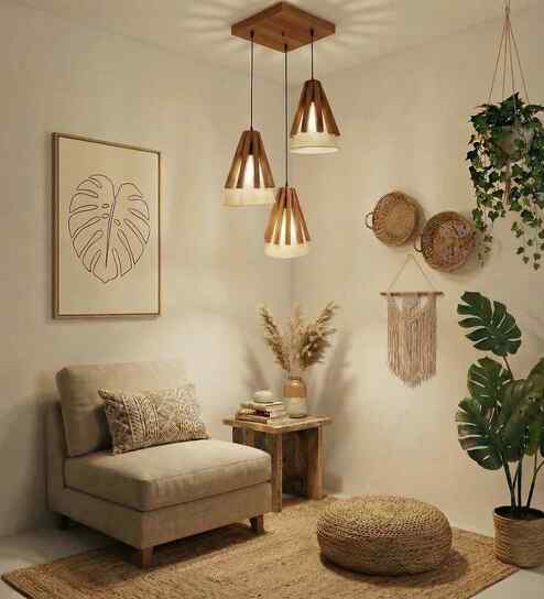 Flue Brown Solid Wood Cluster Hanging Lights