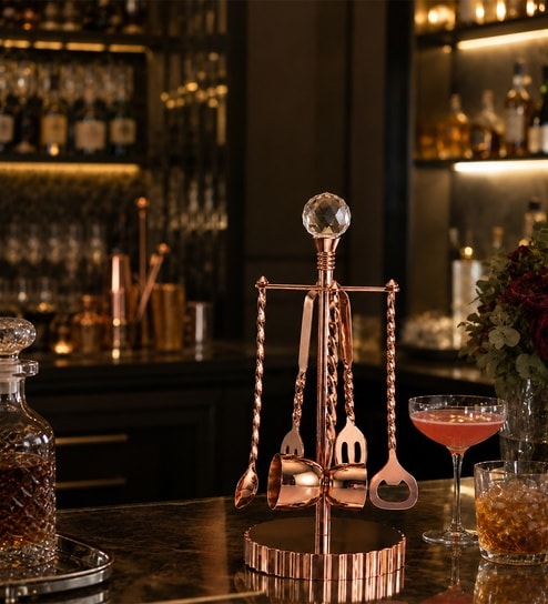 Rose Gold Fluted Bar Set