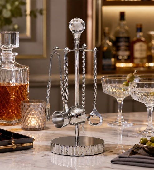 Silver Fluted Bar Set