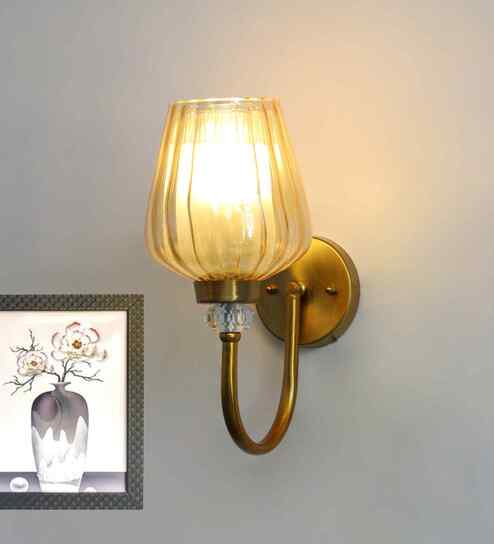 Fluted Gold Tulip Glass Wall Sconce