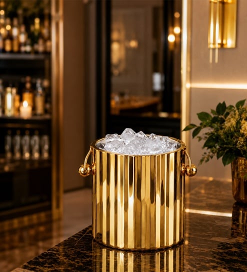 Gold Fluted Ice Bucket