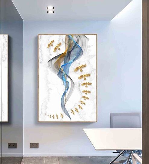 Flying Bird Multicolour Engineered Wood Framed Canvas Wall Painting