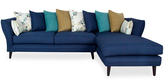 Buy Florence Fantasy Lhs Three Seater Sofa With Lounger Cushions In Teal Blue Colour By Casacraft Online Lhs Sectional Sofas Sectional Sofas Furniture Pepperfry Product