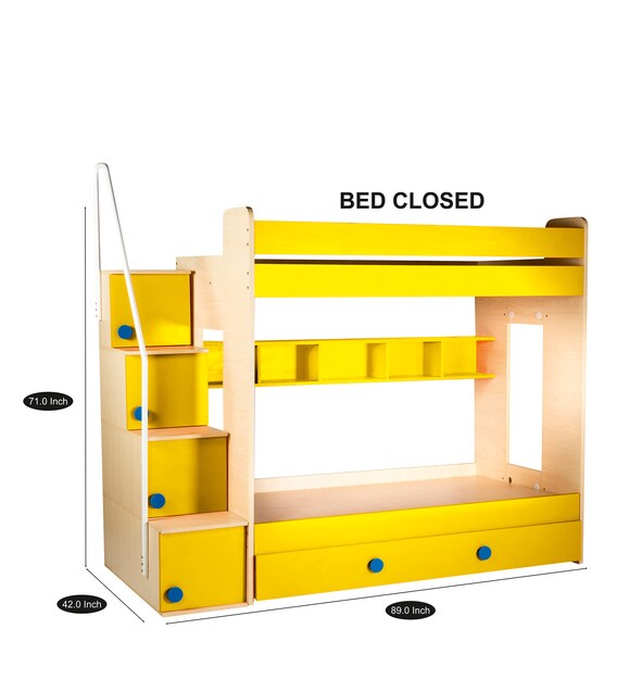Buy Trundle Bunk Bed With Storage Unit In Yellow Colour By Yipi Online Trundle Bunk Beds 3652