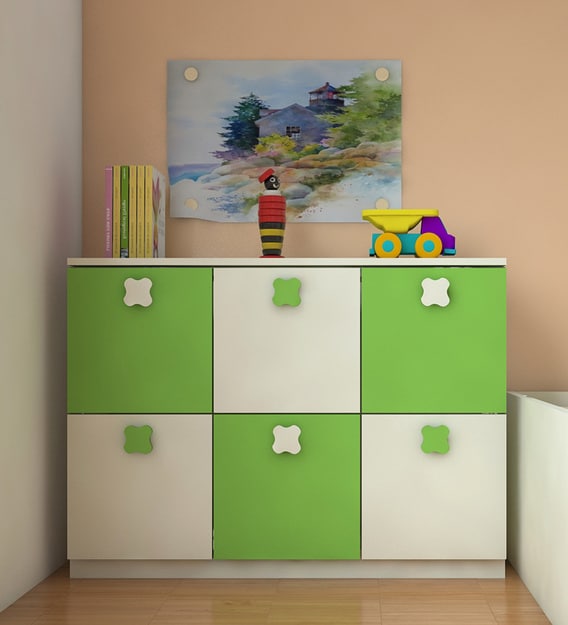 Buy Floral Kids Storage Cabinet In Ivory Green Finish By Adona Online Kids Storage Cabinets Kids Storage Kids Furniture Pepperfry Product