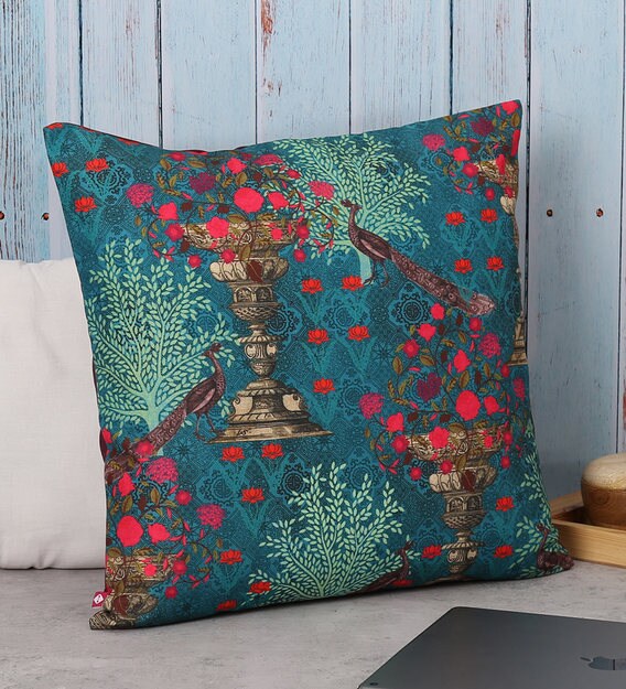 Buy Canvas Floral Pattern 18x18 Inch Cushion Cover Online Floral Cushion Covers Cushion Covers Furnishings Pepperfry Product