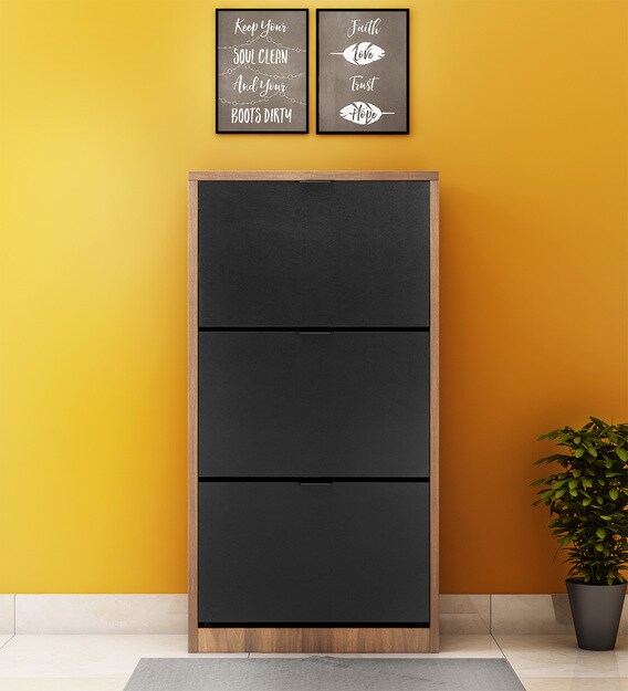 Buy Florine 3 Door Shoe Cabinet in Walnut Colour by @home Online - Tilt ...
