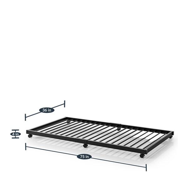 Buy Flou Trundle Bed with Castor Wheels in Black Finish by Camabeds