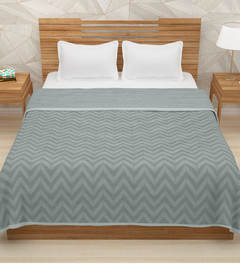 Buy Grey Polyester 400 GSM Double Bed Room Temperature Blanket by Story