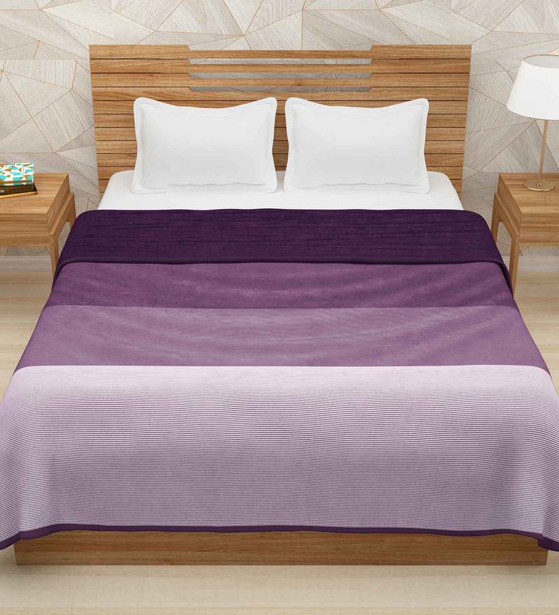 Buy Purple Polyester 400 GSM Double Bed Room Temperature Blanket By