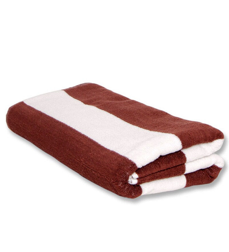 brown striped bath towels